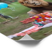 誕生日パーティーライオン写真背景 ポスター (角)