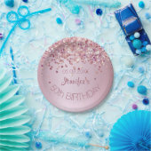 誕生日パーティーローズゴールドグリッター グラマラス ピンク ペーパープレート (パーティー)