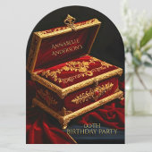 誕生日パーティーヴィンテージ金ゴールド赤い宝石ボックス 招待状