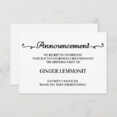 誕生日パーティー中止のお知らせカード 案内状 (正面/裏面)