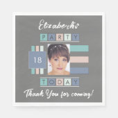 誕生日パーティー任意の年齢の写真グレー今日18 スタンダードランチョンナプキン (正面)