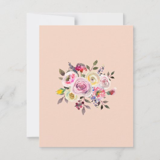 誕生日パーティー任意の年齢の水色の花 招待状 (裏面)