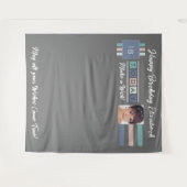 誕生日パーティー任意の年齢フォトグレー18背景 タペストリー (正面(横))