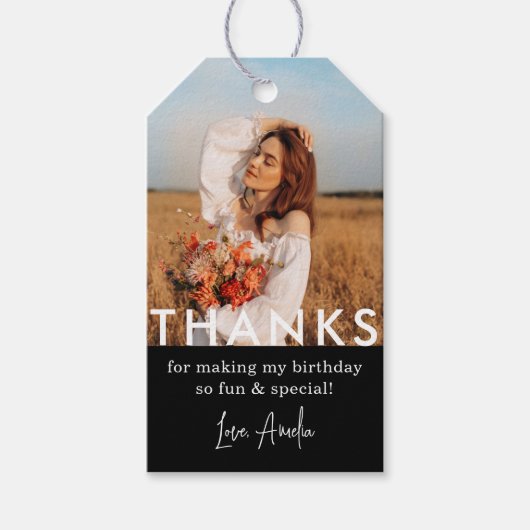 誕生日パーティー写真ありがとう ギフトタグ (正面)