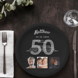 誕生日パーティー写真おもしろいファクト白黒男 ペーパープレート