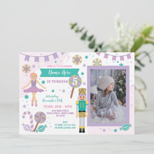 誕生日パーティー写真くるみクラッカークリスマスバレエ 招待状 (スタンド正面)