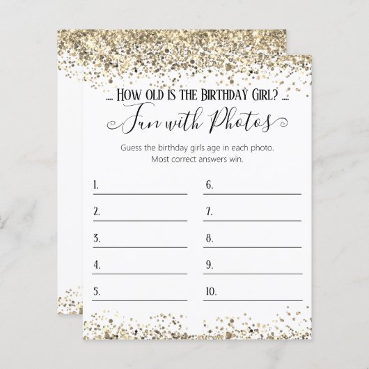 誕生日パーティー写真の年齢の推測ゲーム (正面/裏面)