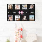 誕生日パーティー写真コラージュの女の子ブラック 横断幕 (インサイチュ)