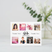 誕生日パーティー写真コラージュ白感謝していあなた ポストカード (スタンド正面)