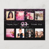 誕生日パーティー写真コラージュ黒感謝してい君 ポストカード (正面)
