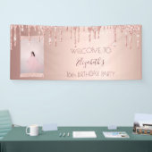 誕生日パーティー写真バラ金ゴールドへようこそ 横断幕 (トレードショー)