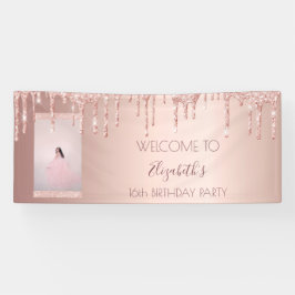 誕生日パーティー写真バラ金ゴールドへようこそ 横断幕