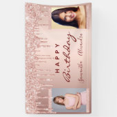 誕生日パーティー写真バラ金ゴールドグリッター友だち 横断幕 (縦)