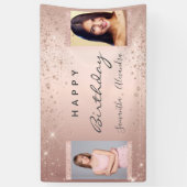 誕生日パーティー写真バラ金ゴールドグリッター友だち 横断幕 (縦)