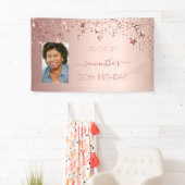 誕生日パーティー写真バラ金ゴールドピンクの星 横断幕 (インサイチュ)