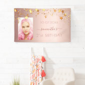 誕生日パーティー写真バラ金ゴールドピンクの星 横断幕 (インサイチュ)