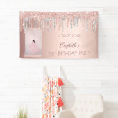 誕生日パーティー写真バラ金ゴールドピンクシルバードリップ 横断幕 (インサイチュ)