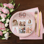 誕生日パーティー写真バラ金ゴールドピンク ペーパープレート