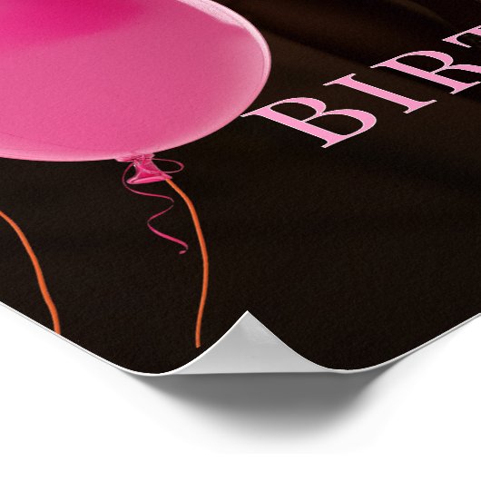 誕生日パーティー写真ホットピンクへようこそ ポスター (角)