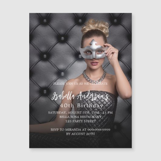 誕生日パーティー写真ラグジュアリー マグネット招待状 (正面)