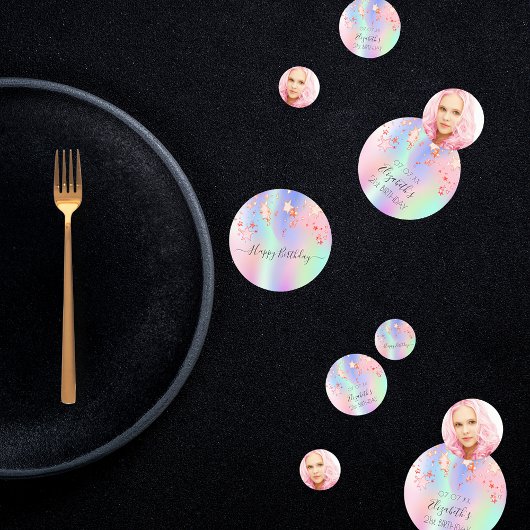 誕生日パーティー写真レインボーホログラフィックスター コンフェッティ