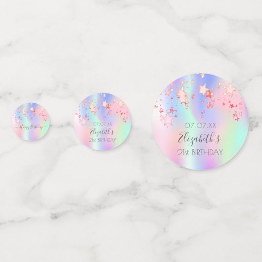 誕生日パーティー写真レインボーホログラフィックスター コンフェッティ (正面)