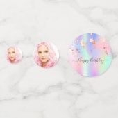 誕生日パーティー写真レインボーホログラフィックスター コンフェッティ (裏面)