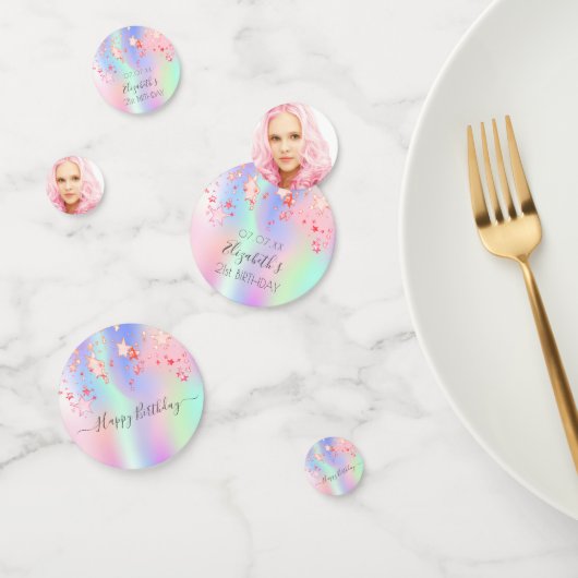 誕生日パーティー写真レインボーホログラフィックスター コンフェッティ (グループ)