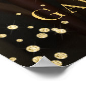 誕生日パーティー写真金ゴールドフォントへようこそ ポスター (角)