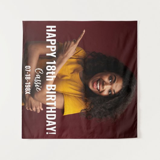 誕生日パーティー写真18thまたはその他の誕生日 タペストリー (正面(横))