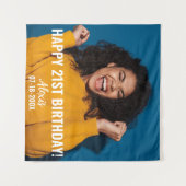 誕生日パーティー写真21stまたはその他の誕生日 タペストリー (正面(横))