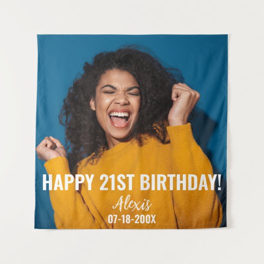 誕生日パーティー写真21stまたはその他の誕生日 タペストリー (正面)