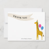 誕生日パーティー動物キリンありがとうご注意 サンキューカード (正面)