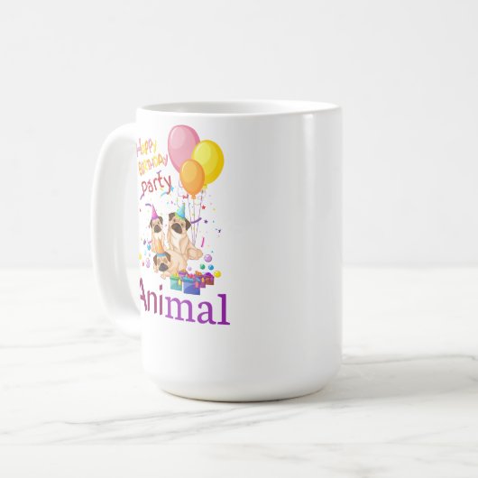 誕生日パーティー動物コーヒーマグ – 完璧な贈り物 コーヒーマグカップ (正面左)