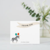 誕生日パーティー動物ゼブラありがとうご注意 サンキューカード (スタンド正面)