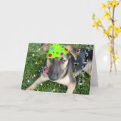 誕生日パーティー動物ドイツの羊飼い カード (黄色い花)