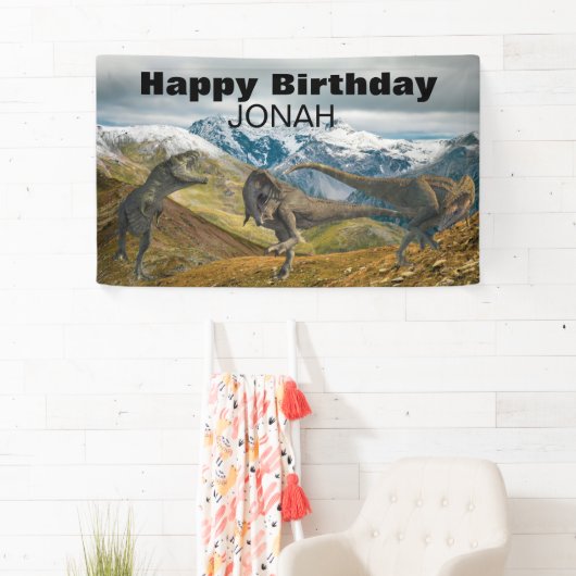 誕生日パーティー名ティラノサウルス 横断幕 (インサイチュ)