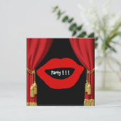 誕生日パーティー大きな唇のカーテン招待状 招待状 (スタンド正面)