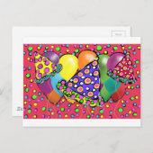 誕生日パーティー帽子 インビテーションポストカード (正面/裏面)