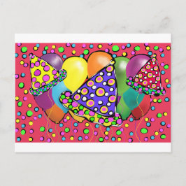 誕生日パーティー帽子 インビテーションポストカード