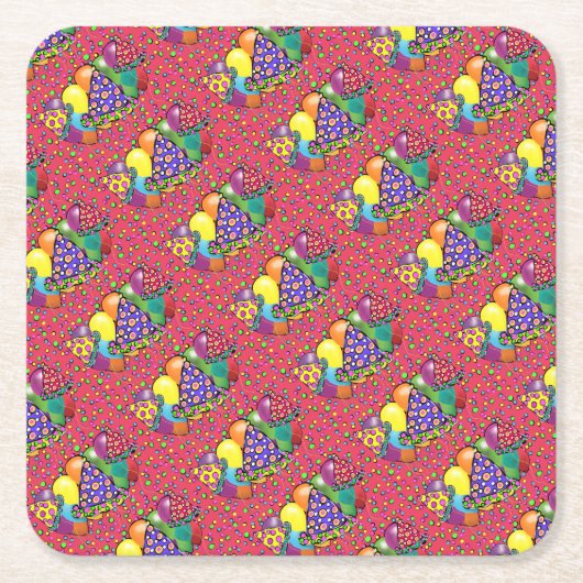 誕生日パーティー帽子 スクエアペーパーコースター (正面)