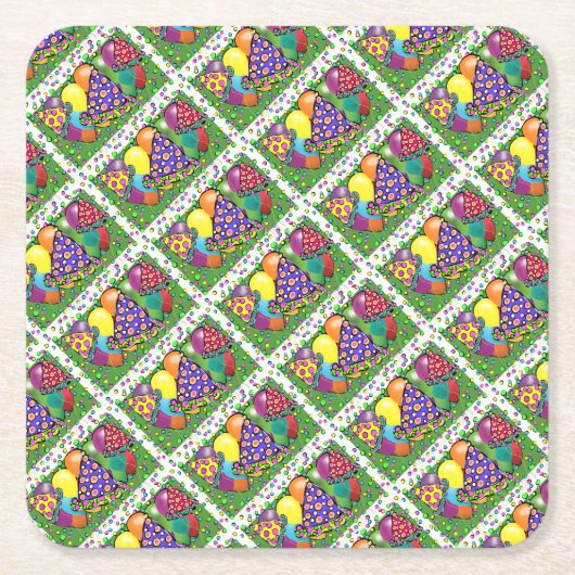 誕生日パーティー帽子 スクエアペーパーコースター (正面)