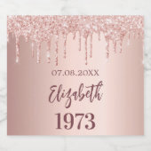 誕生日パーティー年バラ金ゴールドグリッター乾燥 スパークリングワインラベル (シングルラベル)