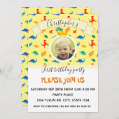 誕生日パーティー恐竜の男の赤ちゃん写真 招待状 (正面/裏面)