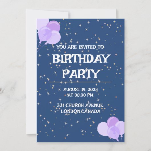 誕生日パーティー招待カード 招待状 (正面)