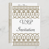 誕生日パーティー招待ホワイト金ゴールドVIP 招待状 (正面/裏面)