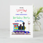 誕生日パーティー招待子供朱中電車の色 招待状 (スタンド正面)