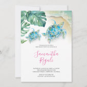 誕生日パーティー招待少女ウミガメ 招待状 (正面)