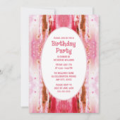 誕生日パーティー招待状ピンクの水彩彼女のために 招待状 (正面)