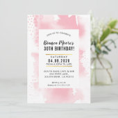 誕生日パーティー招待状モダン水彩ピ淡い色のンク 招待状 (スタンド正面)